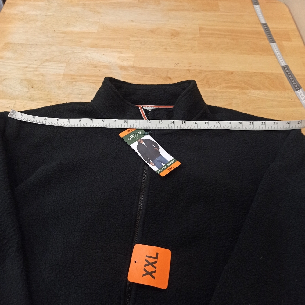 Orvis Men's Sz. XXL, Solid Black w/ Orange Accents Zip Up Fleece Jacket, NWT - Picture 10 of 15